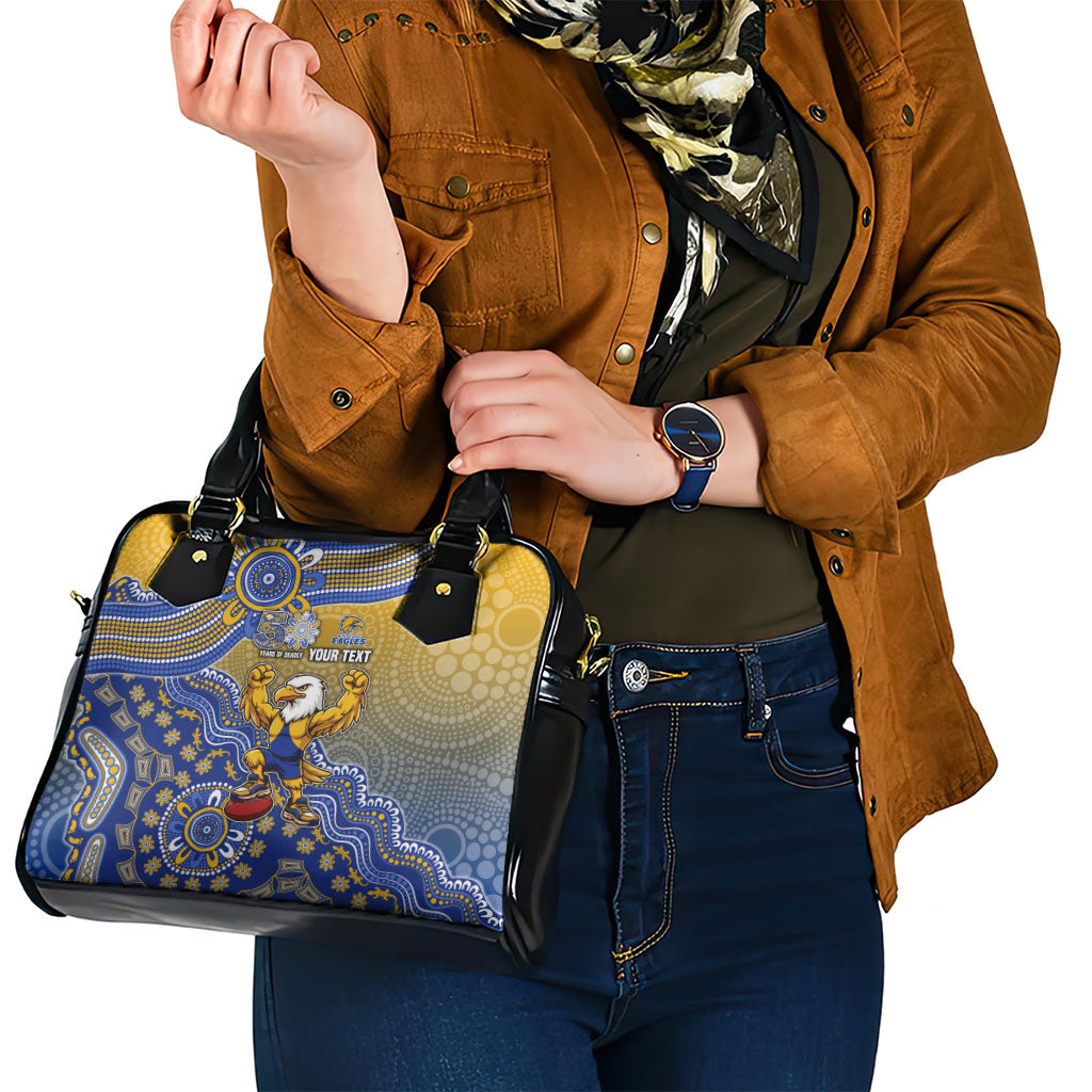 Personalized West Coast Eagles Football Mascot Shoulder Handbag Aboriginal Dot Art Style Vibrant Indigenous Pattern Design