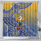 Personalized West Coast Eagles Football Mascot Shower Curtain Aboriginal Dot Art Style Vibrant Indigenous Pattern Design
