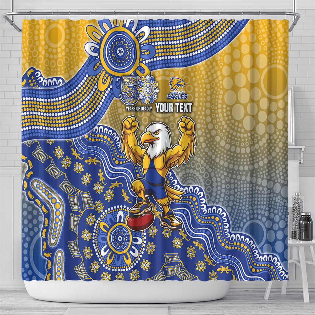 Personalized West Coast Eagles Football Mascot Shower Curtain Aboriginal Dot Art Style Vibrant Indigenous Pattern Design