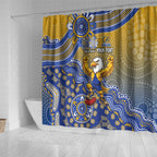 Personalized West Coast Eagles Football Mascot Shower Curtain Aboriginal Dot Art Style Vibrant Indigenous Pattern Design