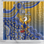 Personalized West Coast Eagles Football Mascot Shower Curtain Aboriginal Dot Art Style Vibrant Indigenous Pattern Design