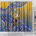 Personalized West Coast Eagles Football Mascot Shower Curtain Aboriginal Dot Art Style Vibrant Indigenous Pattern Design