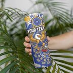 Personalized West Coast Eagles Football Mascot Skinny Tumbler Aboriginal Dot Art Style Vibrant Indigenous Pattern Design
