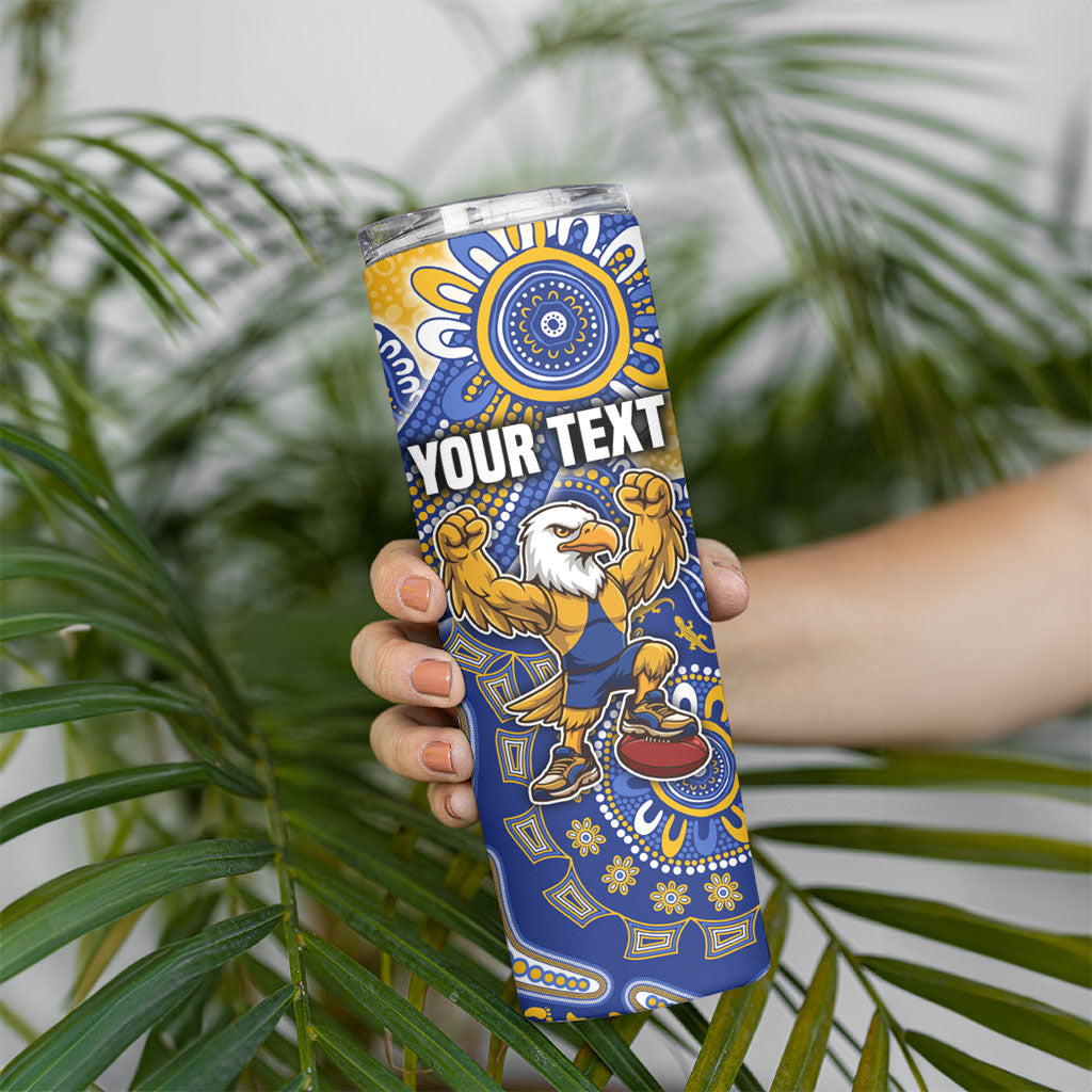 Personalized West Coast Eagles Football Mascot Skinny Tumbler Aboriginal Dot Art Style Vibrant Indigenous Pattern Design