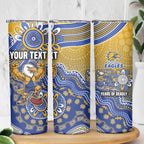 Personalized West Coast Eagles Football Mascot Skinny Tumbler Aboriginal Dot Art Style Vibrant Indigenous Pattern Design