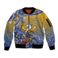 Personalized West Coast Eagles Football Mascot Sleeve Zip Bomber Jacket Aboriginal Dot Art Style Vibrant Indigenous Pattern Design
