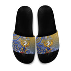 Personalized West Coast Eagles Football Mascot Slide Sandals Aboriginal Dot Art Style Vibrant Indigenous Pattern Design