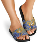 Personalized West Coast Eagles Football Mascot Slide Sandals Aboriginal Dot Art Style Vibrant Indigenous Pattern Design