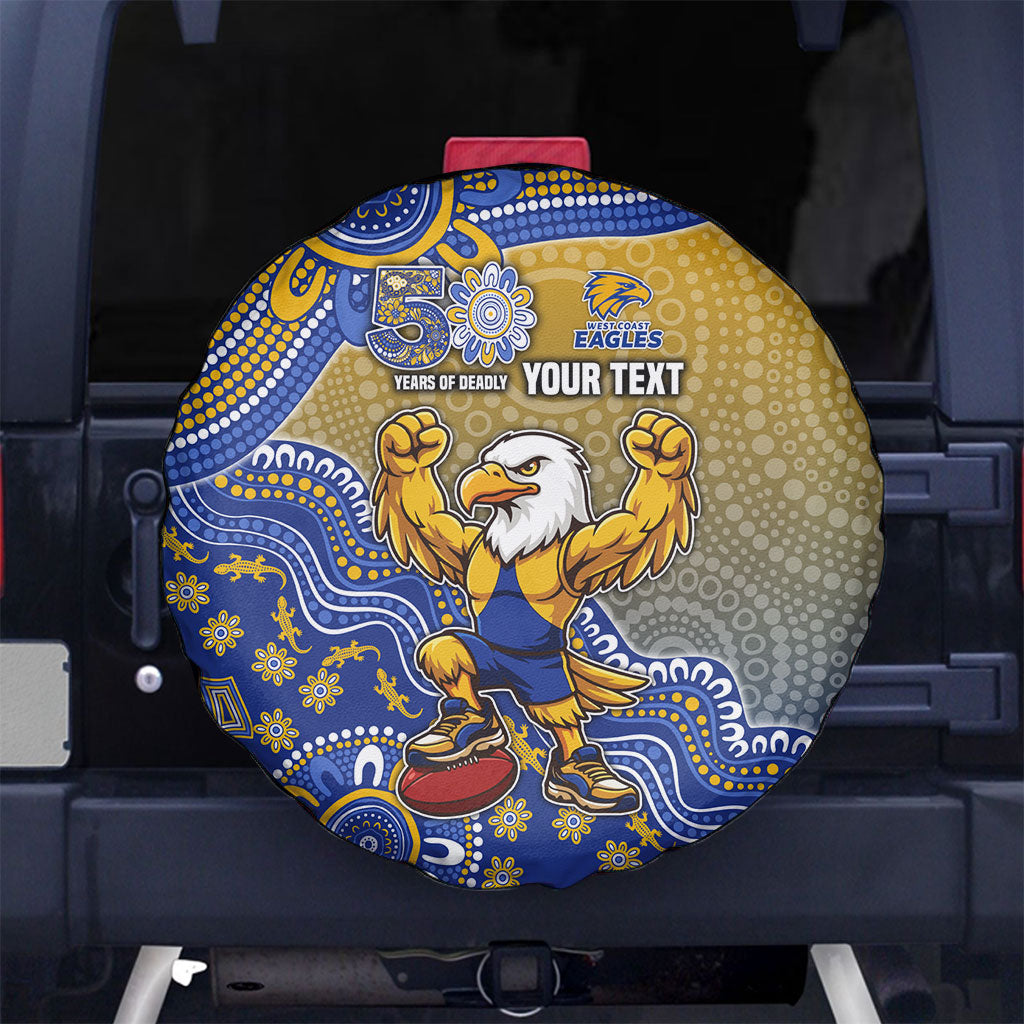 Personalized West Coast Eagles Football Mascot Spare Tire Cover Aboriginal Dot Art Style Vibrant Indigenous Pattern Design