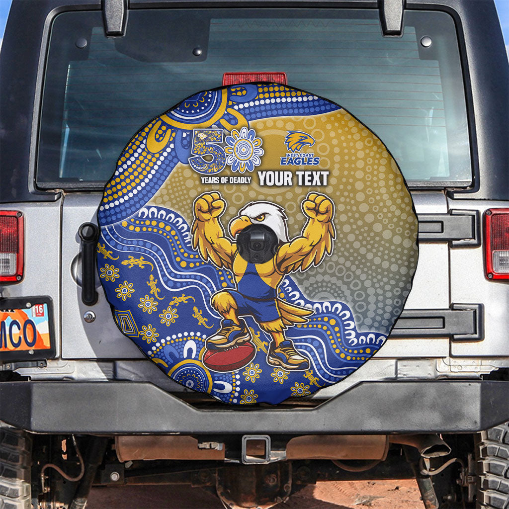 Personalized West Coast Eagles Football Mascot Spare Tire Cover Aboriginal Dot Art Style Vibrant Indigenous Pattern Design