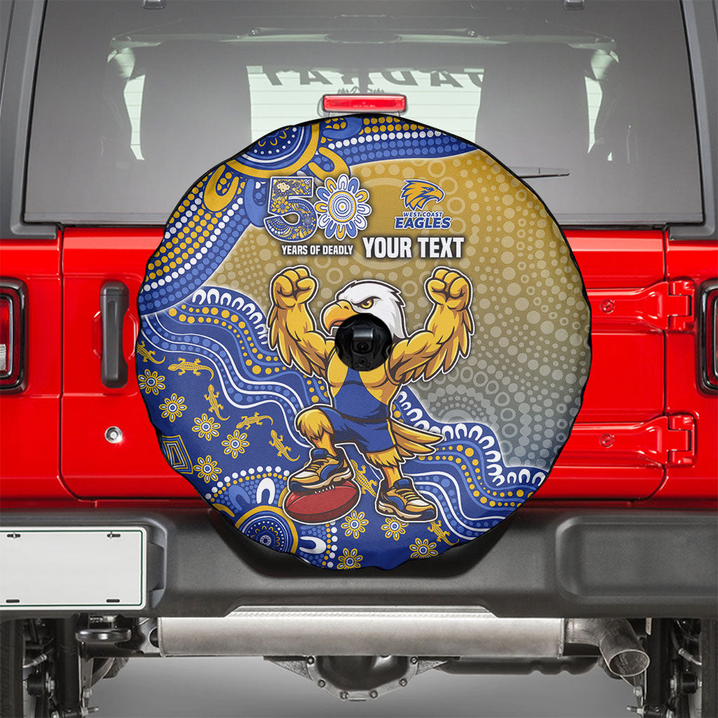 Personalized West Coast Eagles Football Mascot Spare Tire Cover Aboriginal Dot Art Style Vibrant Indigenous Pattern Design