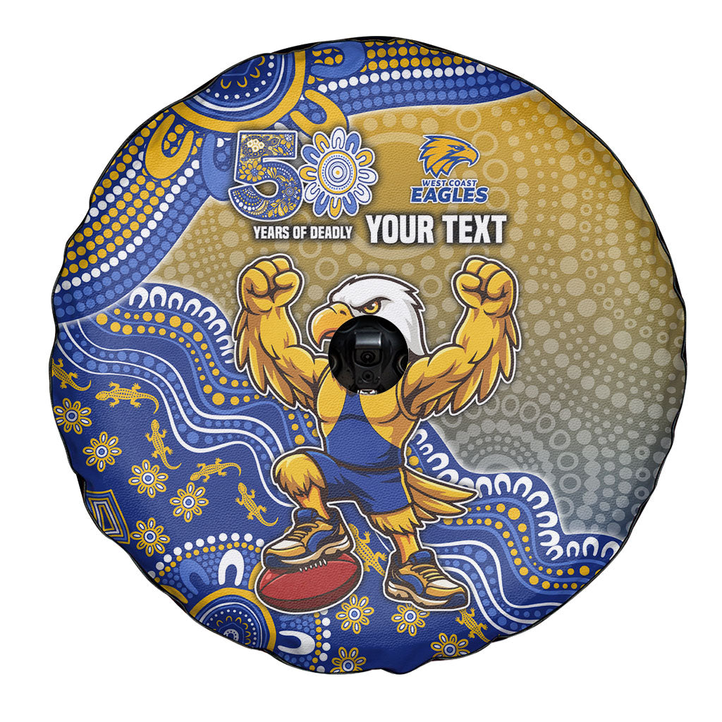 Personalized West Coast Eagles Football Mascot Spare Tire Cover Aboriginal Dot Art Style Vibrant Indigenous Pattern Design