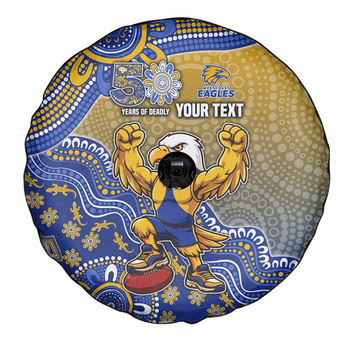 Personalized West Coast Eagles Football Mascot Spare Tire Cover Aboriginal Dot Art Style Vibrant Indigenous Pattern Design