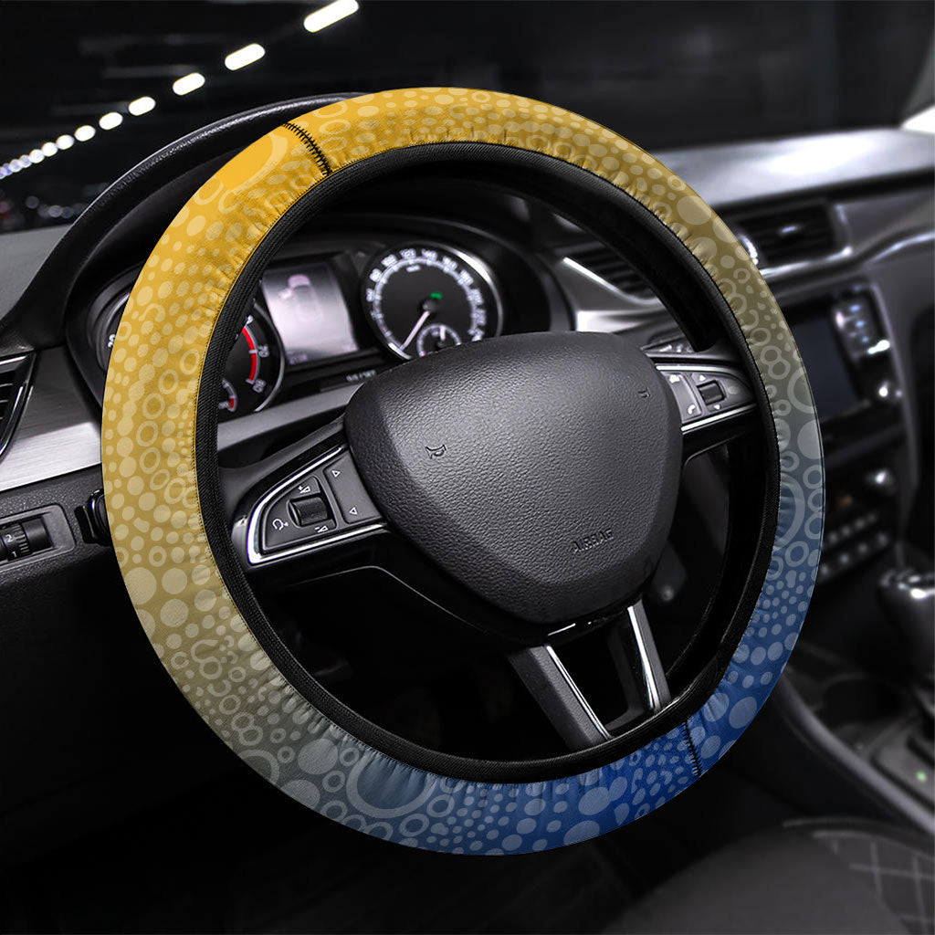 West Coast Eagles Football Mascot Steering Wheel Cover Aboriginal Dot Art Style Vibrant Indigenous Pattern Design