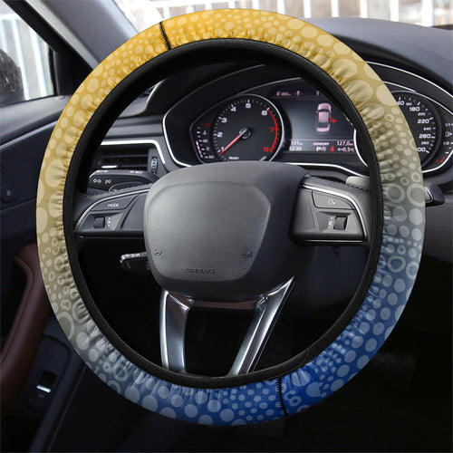 West Coast Eagles Football Mascot Steering Wheel Cover Aboriginal Dot Art Style Vibrant Indigenous Pattern Design