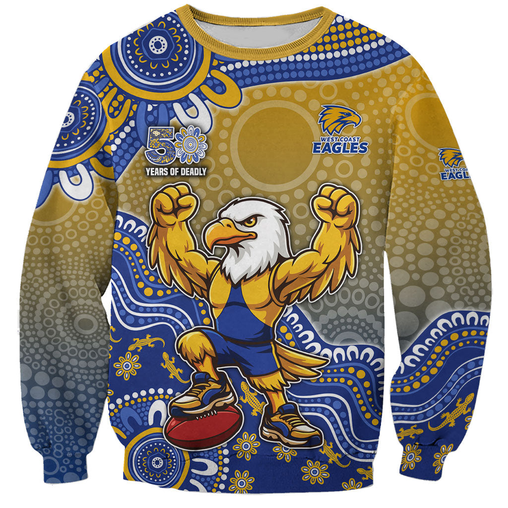 Personalized West Coast Eagles Football Mascot Sweatshirt Aboriginal Dot Art Style Vibrant Indigenous Pattern Design