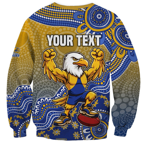 Personalized West Coast Eagles Football Mascot Sweatshirt Aboriginal Dot Art Style Vibrant Indigenous Pattern Design