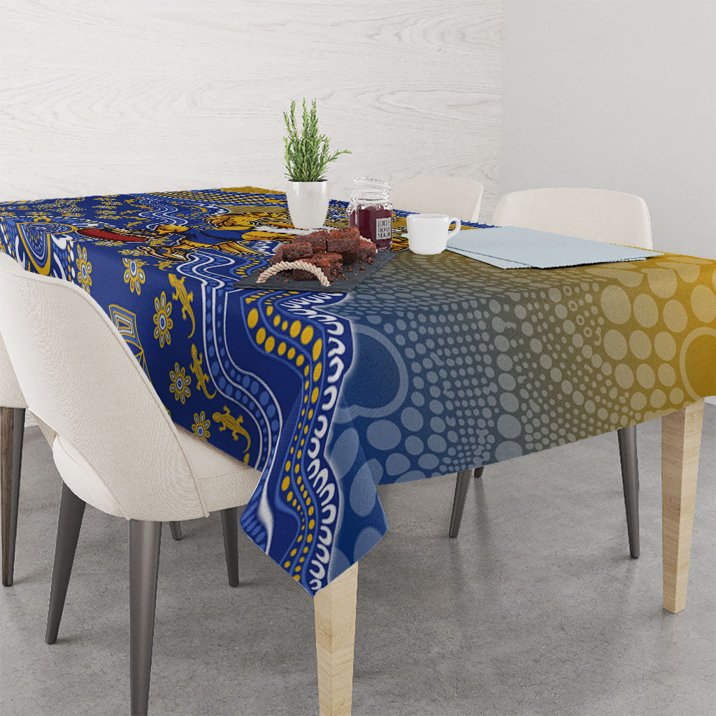 Personalized West Coast Eagles Football Mascot Tablecloth Aboriginal Dot Art Style Vibrant Indigenous Pattern Design