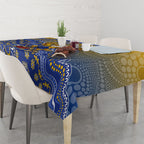 Personalized West Coast Eagles Football Mascot Tablecloth Aboriginal Dot Art Style Vibrant Indigenous Pattern Design