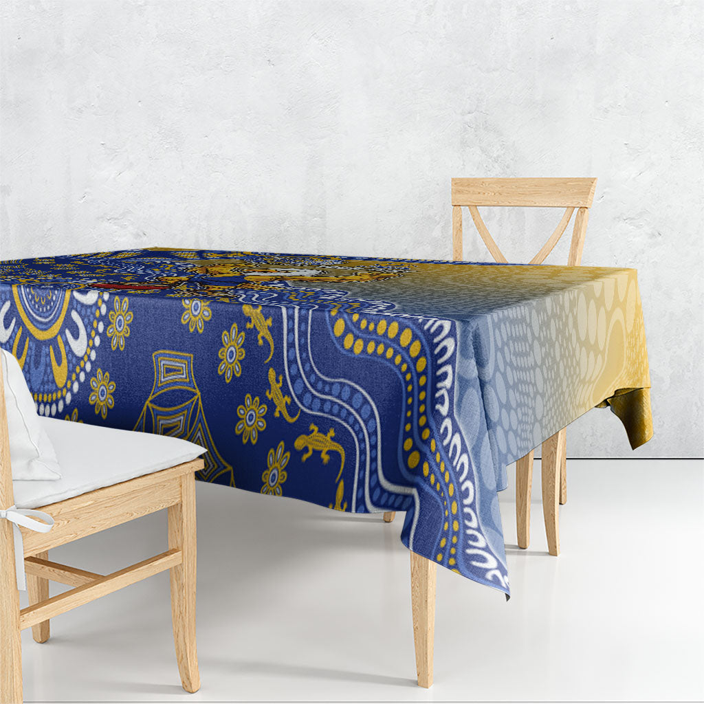 Personalized West Coast Eagles Football Mascot Tablecloth Aboriginal Dot Art Style Vibrant Indigenous Pattern Design