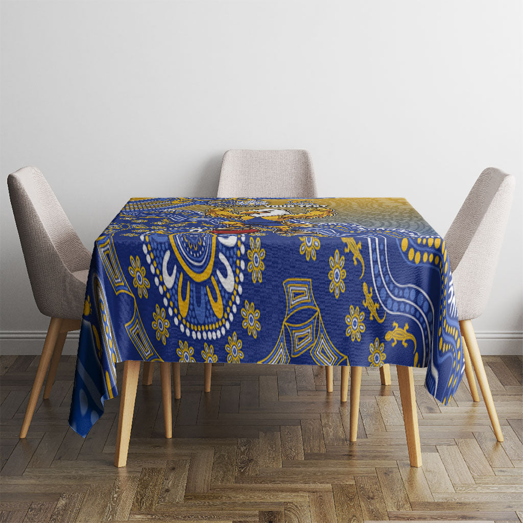 Personalized West Coast Eagles Football Mascot Tablecloth Aboriginal Dot Art Style Vibrant Indigenous Pattern Design