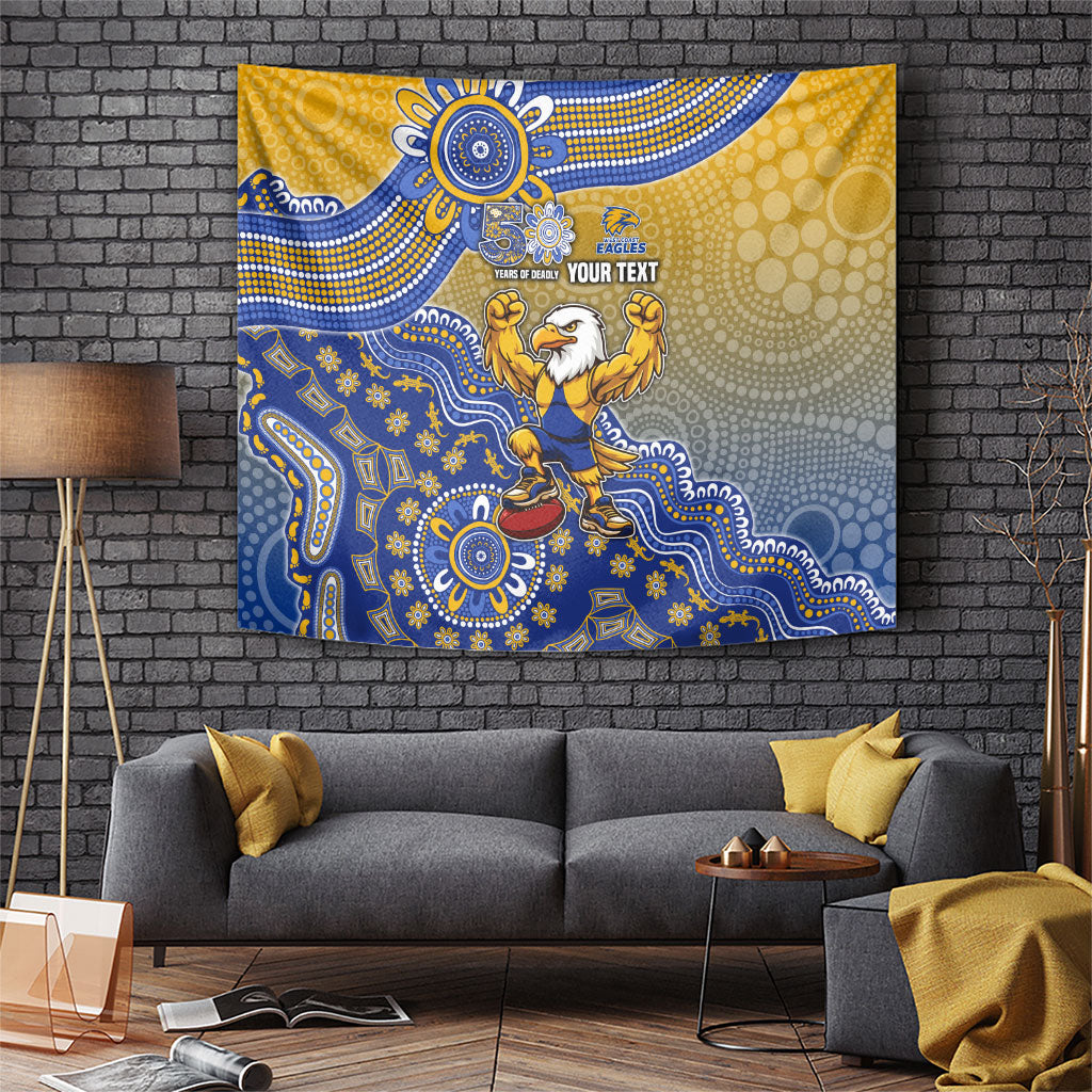 Personalized West Coast Eagles Football Mascot Tapestry Aboriginal Dot Art Style Vibrant Indigenous Pattern Design