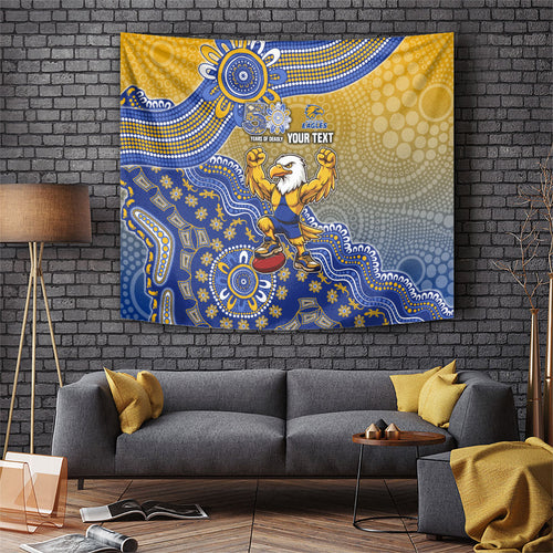 Personalized West Coast Eagles Football Mascot Tapestry Aboriginal Dot Art Style Vibrant Indigenous Pattern Design