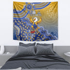 Personalized West Coast Eagles Football Mascot Tapestry Aboriginal Dot Art Style Vibrant Indigenous Pattern Design