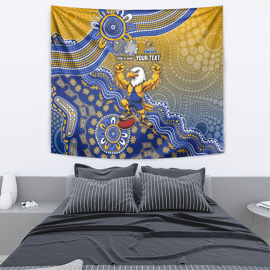 Personalized West Coast Eagles Football Mascot Tapestry Aboriginal Dot Art Style Vibrant Indigenous Pattern Design