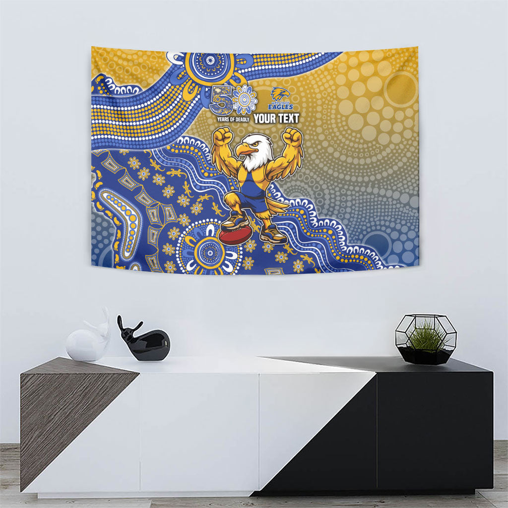 Personalized West Coast Eagles Football Mascot Tapestry Aboriginal Dot Art Style Vibrant Indigenous Pattern Design