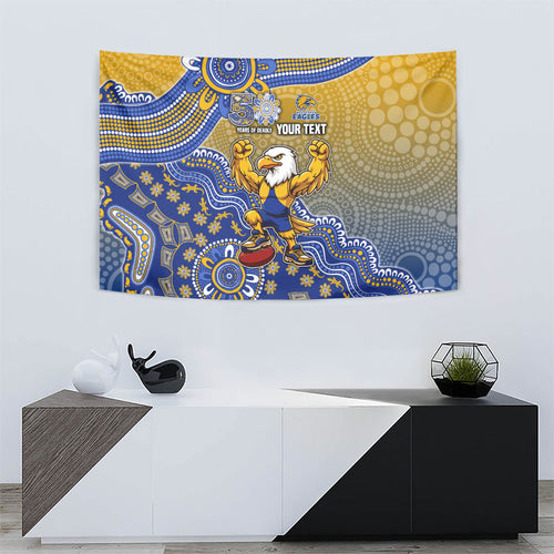 Personalized West Coast Eagles Football Mascot Tapestry Aboriginal Dot Art Style Vibrant Indigenous Pattern Design