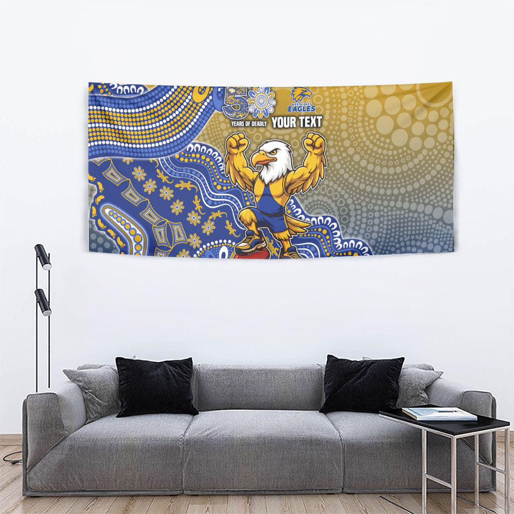 Personalized West Coast Eagles Football Mascot Tapestry Aboriginal Dot Art Style Vibrant Indigenous Pattern Design