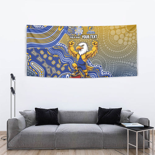 Personalized West Coast Eagles Football Mascot Tapestry Aboriginal Dot Art Style Vibrant Indigenous Pattern Design