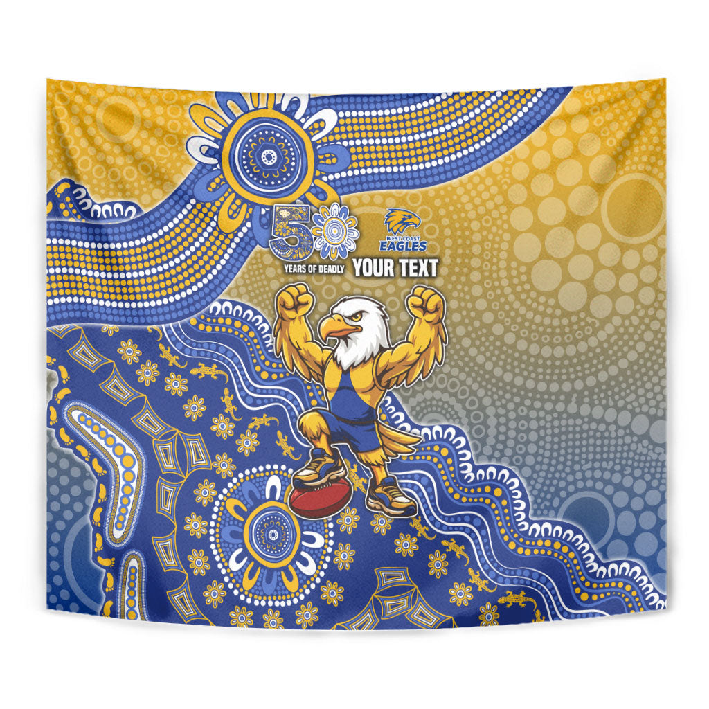 Personalized West Coast Eagles Football Mascot Tapestry Aboriginal Dot Art Style Vibrant Indigenous Pattern Design