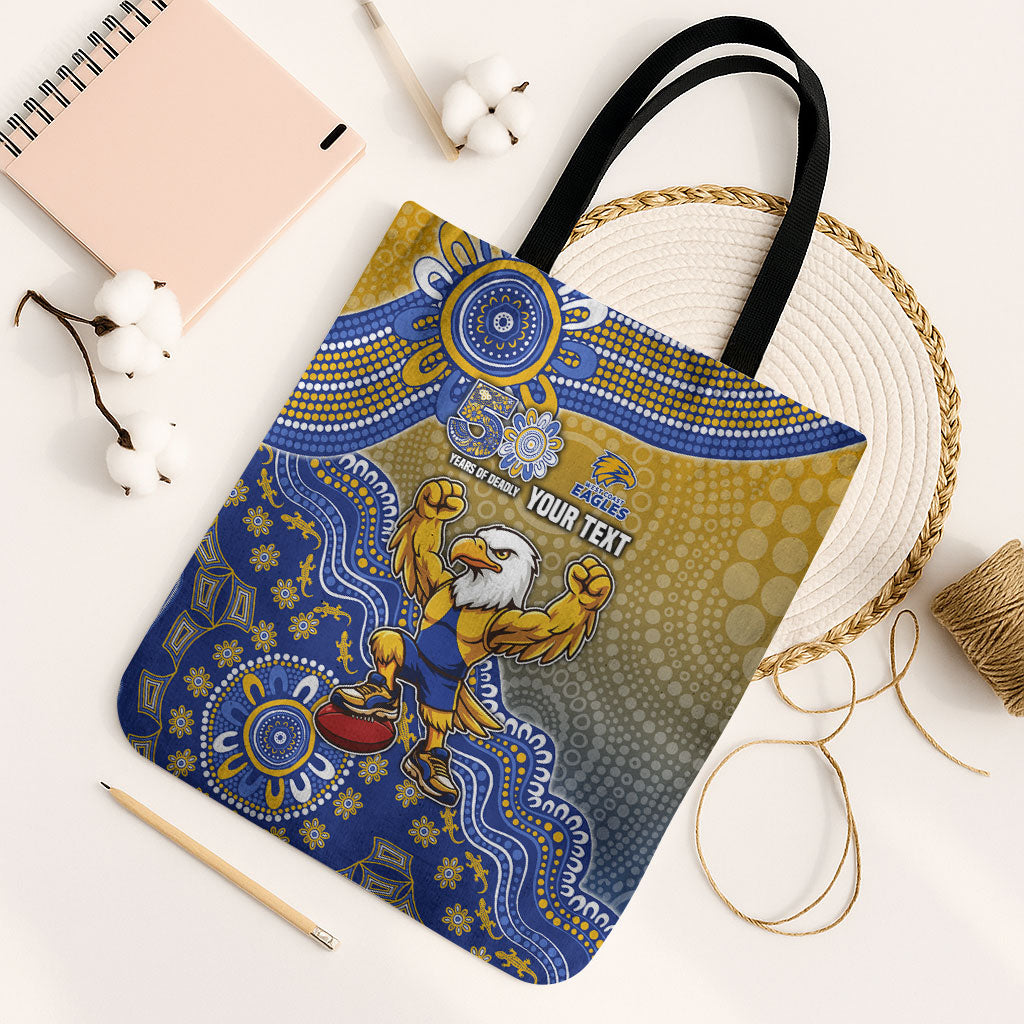 Personalized West Coast Eagles Football Mascot Tote Bag Aboriginal Dot Art Style Vibrant Indigenous Pattern Design