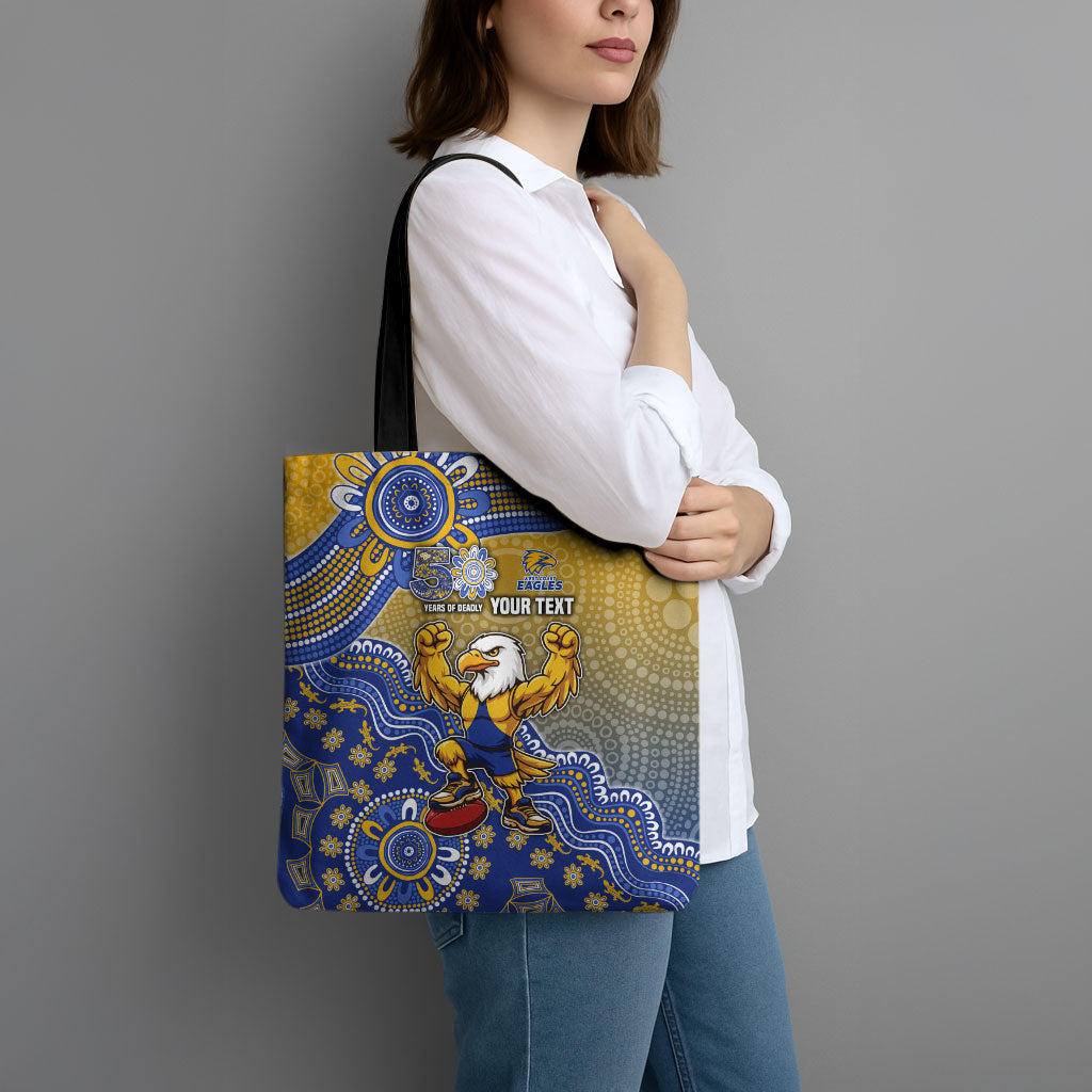 Personalized West Coast Eagles Football Mascot Tote Bag Aboriginal Dot Art Style Vibrant Indigenous Pattern Design