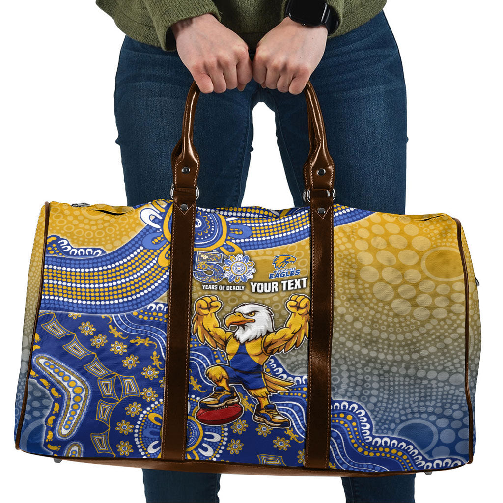 Personalized West Coast Eagles Football Mascot Travel Bag Aboriginal Dot Art Style Vibrant Indigenous Pattern Design