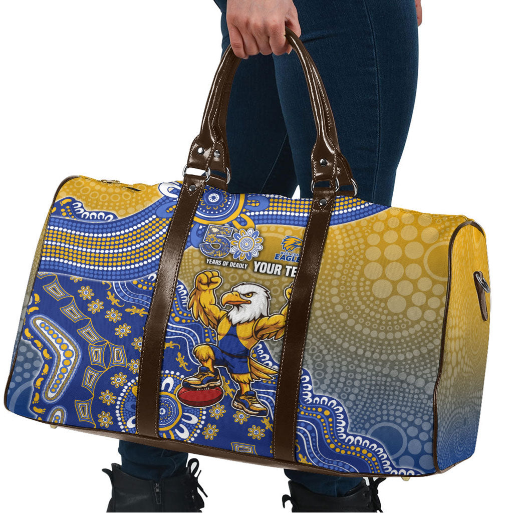 Personalized West Coast Eagles Football Mascot Travel Bag Aboriginal Dot Art Style Vibrant Indigenous Pattern Design