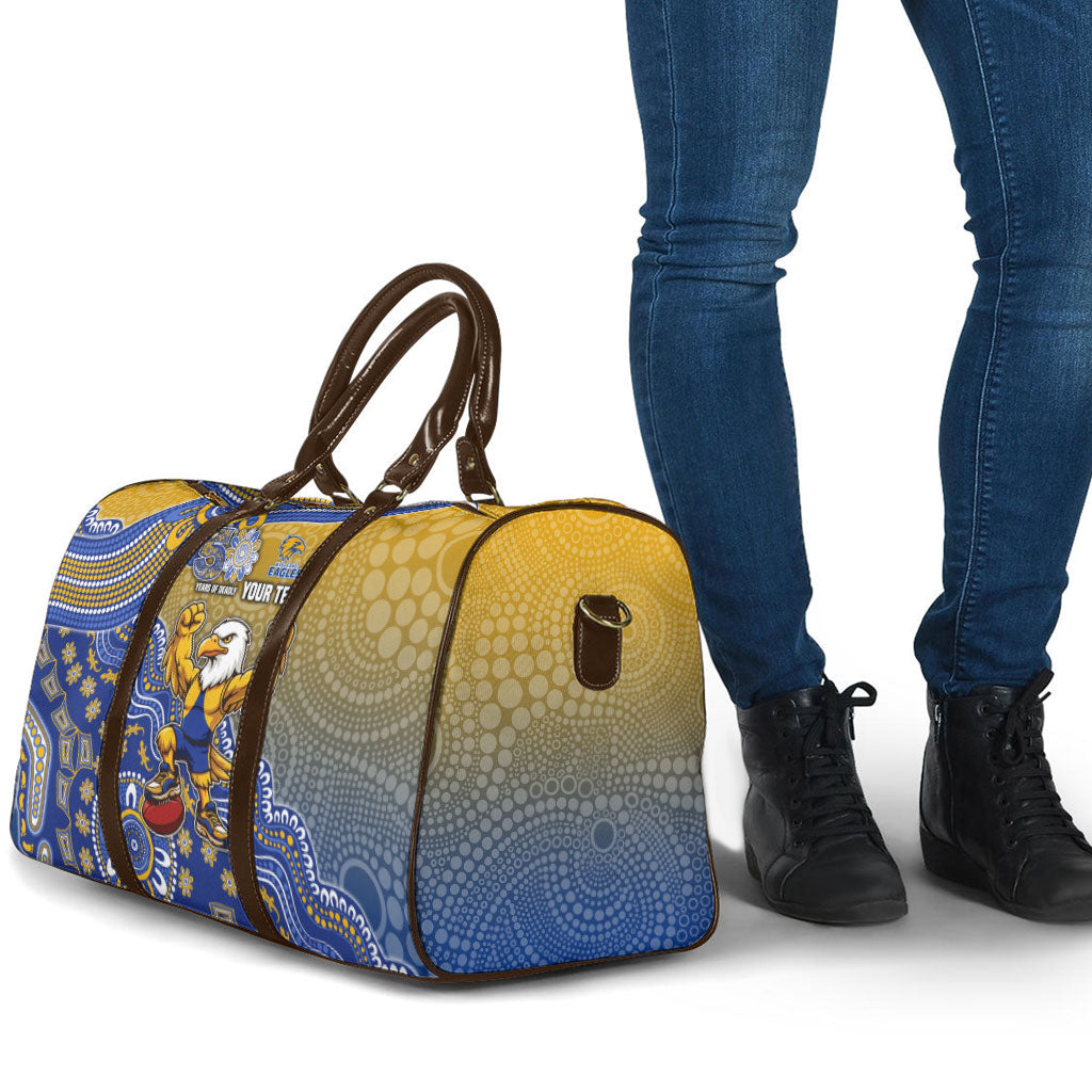 Personalized West Coast Eagles Football Mascot Travel Bag Aboriginal Dot Art Style Vibrant Indigenous Pattern Design