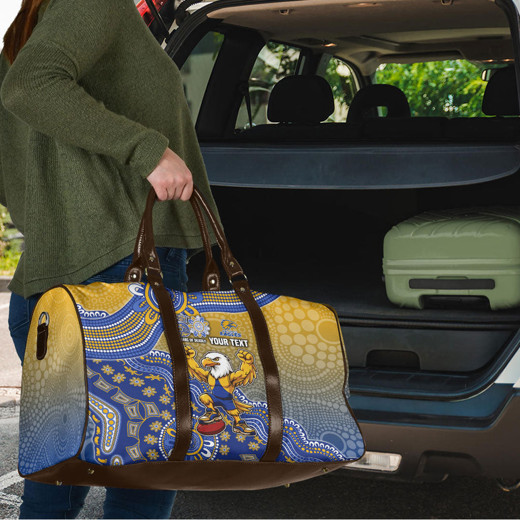 Personalized West Coast Eagles Football Mascot Travel Bag Aboriginal Dot Art Style Vibrant Indigenous Pattern Design