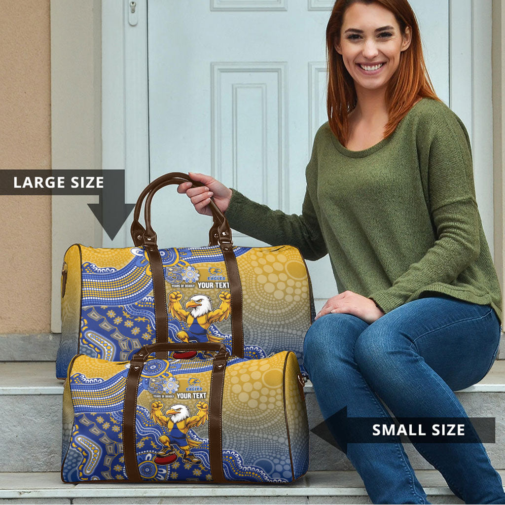 Personalized West Coast Eagles Football Mascot Travel Bag Aboriginal Dot Art Style Vibrant Indigenous Pattern Design