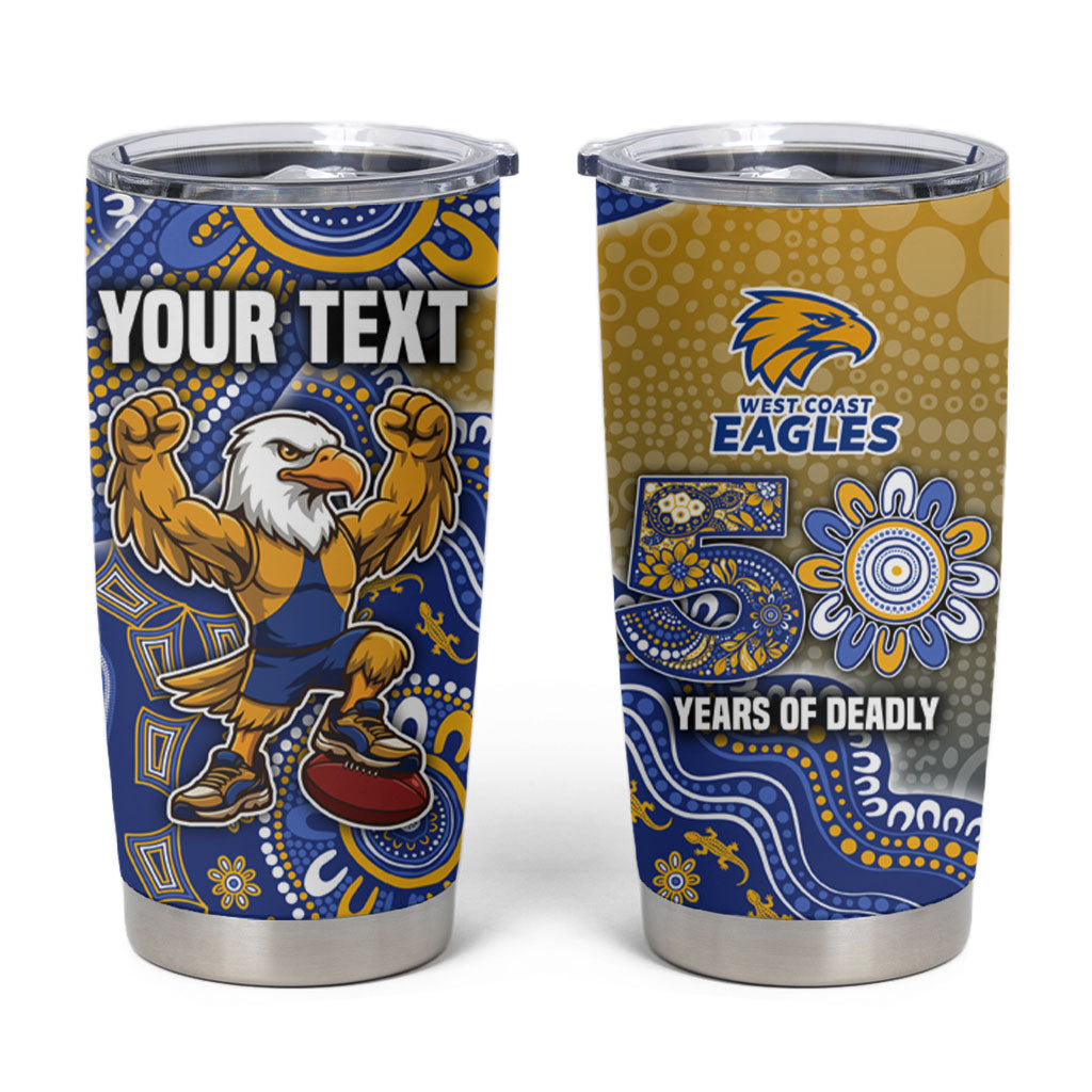 Personalized West Coast Eagles Football Mascot Tumbler Cup Aboriginal Dot Art Style Vibrant Indigenous Pattern Design