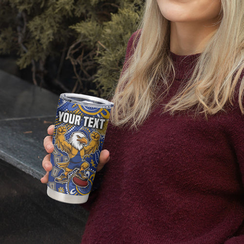 Personalized West Coast Eagles Football Mascot Tumbler Cup Aboriginal Dot Art Style Vibrant Indigenous Pattern Design