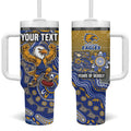 Personalized West Coast Eagles Football Mascot Tumbler With Handle Aboriginal Dot Art Style Vibrant Indigenous Pattern Design