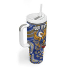 Personalized West Coast Eagles Football Mascot Tumbler With Handle Aboriginal Dot Art Style Vibrant Indigenous Pattern Design