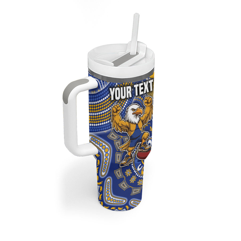 Personalized West Coast Eagles Football Mascot Tumbler With Handle Aboriginal Dot Art Style Vibrant Indigenous Pattern Design