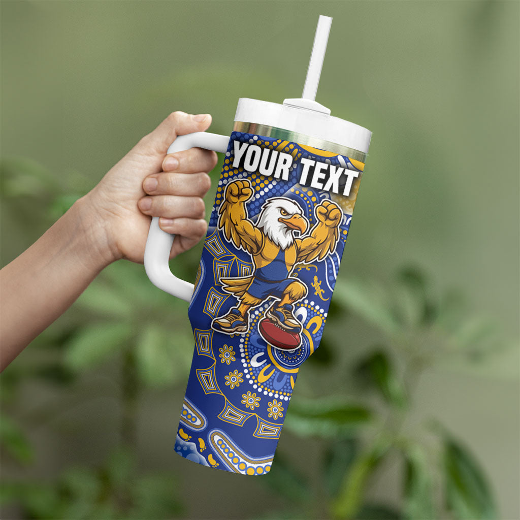 Personalized West Coast Eagles Football Mascot Tumbler With Handle Aboriginal Dot Art Style Vibrant Indigenous Pattern Design