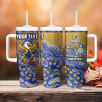 Personalized West Coast Eagles Football Mascot Tumbler With Handle Aboriginal Dot Art Style Vibrant Indigenous Pattern Design