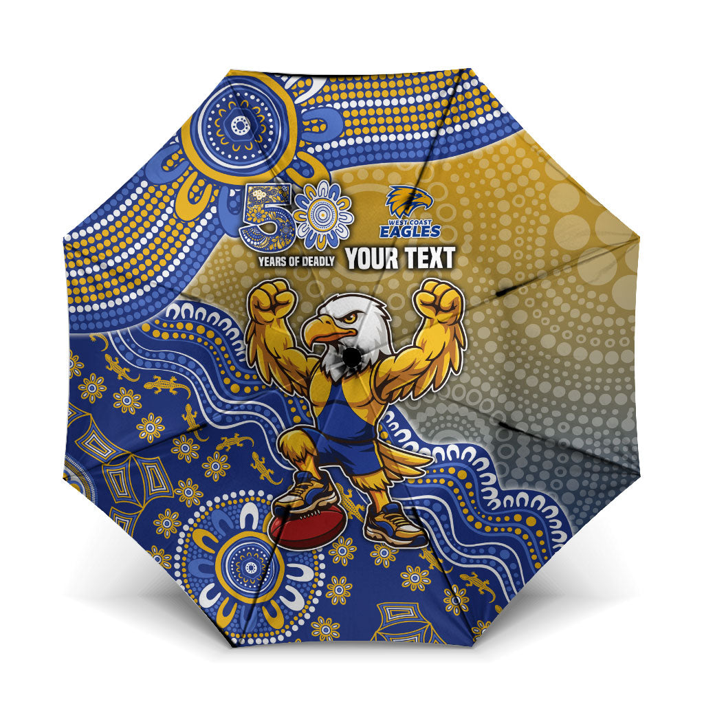 Personalized West Coast Eagles Football Mascot Umbrella Aboriginal Dot Art Style Vibrant Indigenous Pattern Design