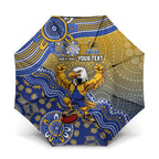 Personalized West Coast Eagles Football Mascot Umbrella Aboriginal Dot Art Style Vibrant Indigenous Pattern Design